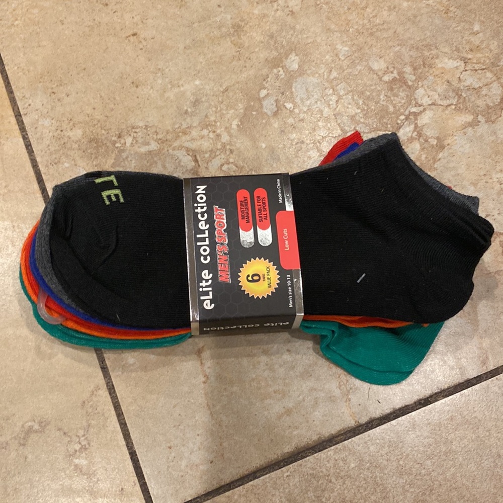 Elite Collection Men’d Sport Low Cut Socks 6 Pairs, size 10-13